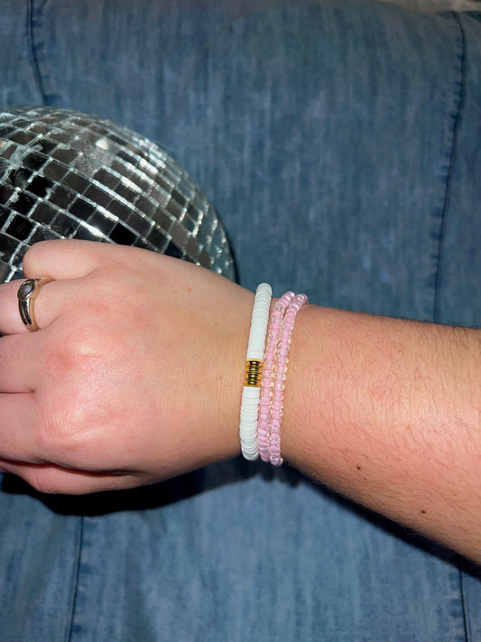 Pink Glass Beaded Bracelet